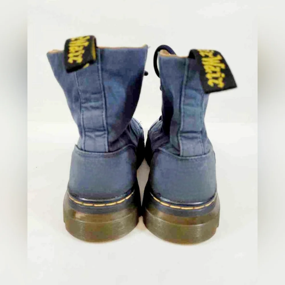 Dr. Martens Combs AirWair Blue Canvas Blue Denim Combat Boots Men 9 Women 10 - Picture 4 of 8